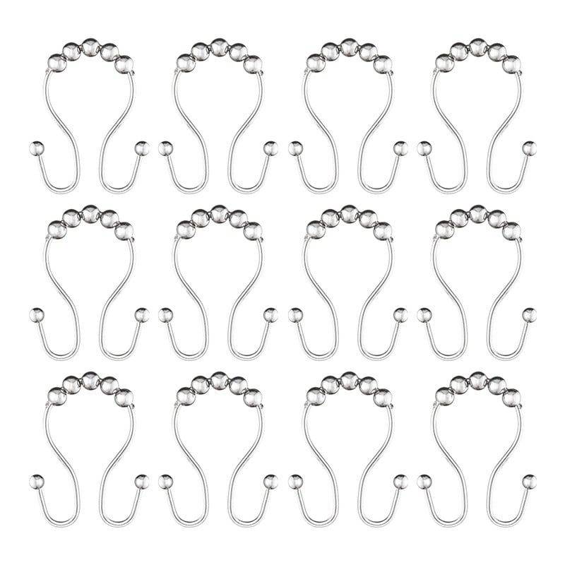 Lot de 12 crochets de rideau de douche en acier inoxydable à double boule roulante Utopia Alley