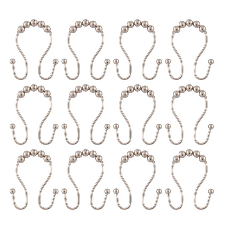 Lot de 12 crochets de rideau de douche en acier inoxydable à double boule roulante Utopia Alley