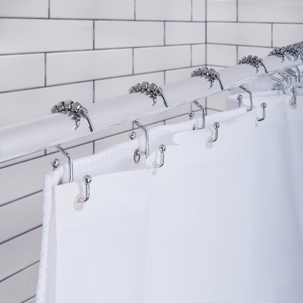 Crochets de douche Utopia Alley - Anneaux de rideau de douche doubles pour salle de bain - Crochets de rideau de douche antirouille - Lot de 12, Chrome