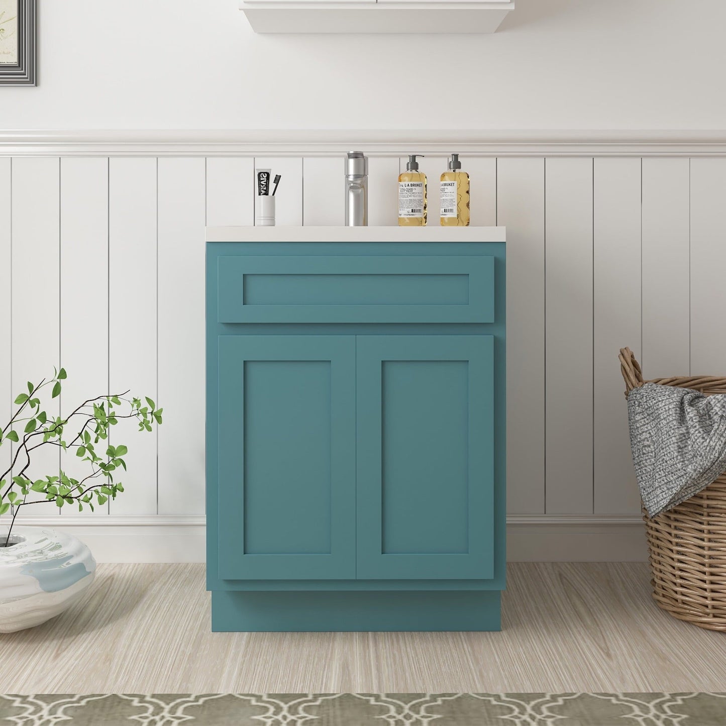 Meuble-lavabo simple en bois massif de 24 pouces de Vanity Art