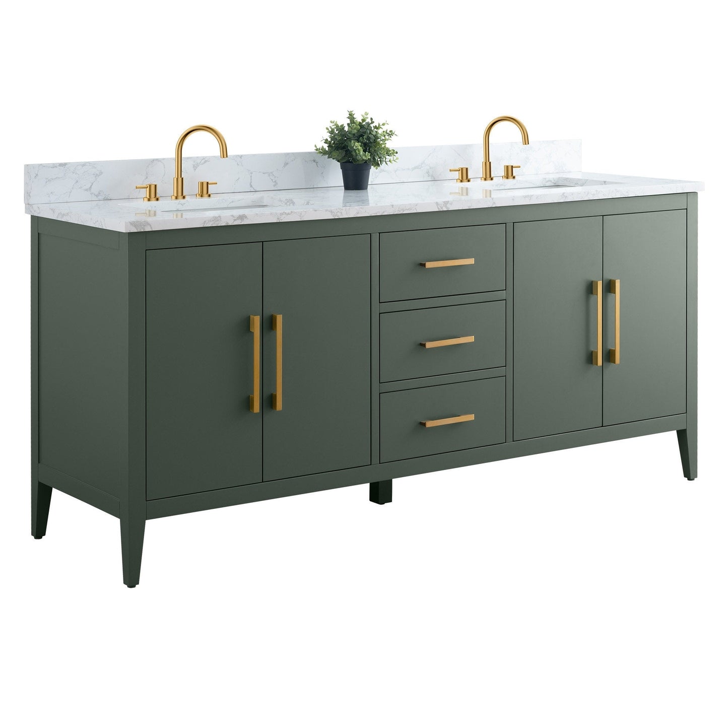 Meuble-lavabo double vasque Vanity Art 72 avec plateau en marbre reconstitué