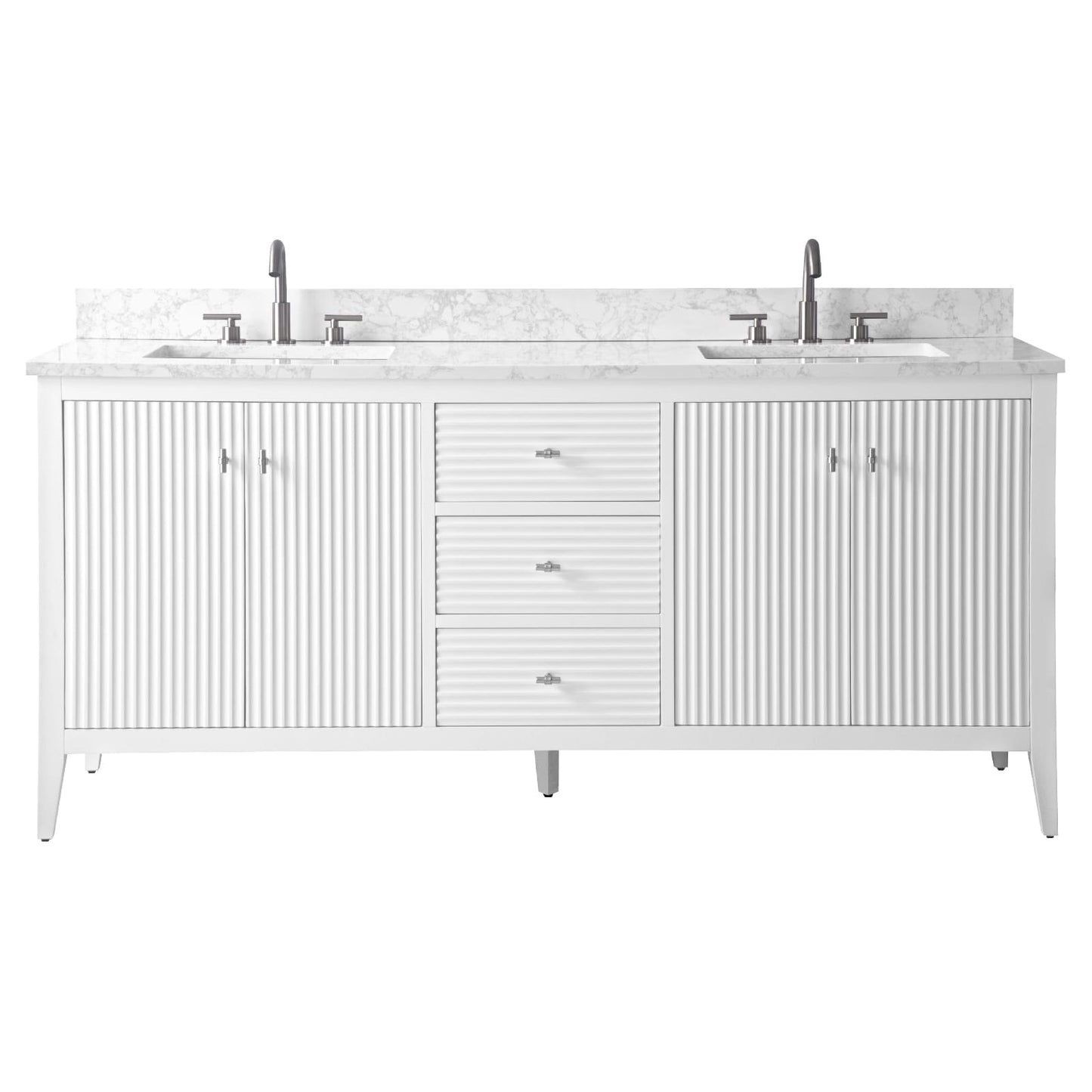Meuble-lavabo double vasque Vanity Art 72 avec plateau en marbre reconstitué