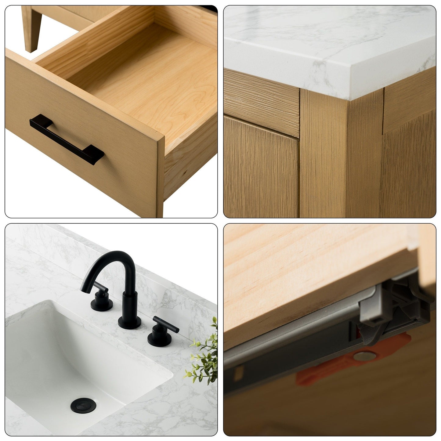 Meuble-lavabo double vasque Vanity Art 72 avec plateau en marbre reconstitué