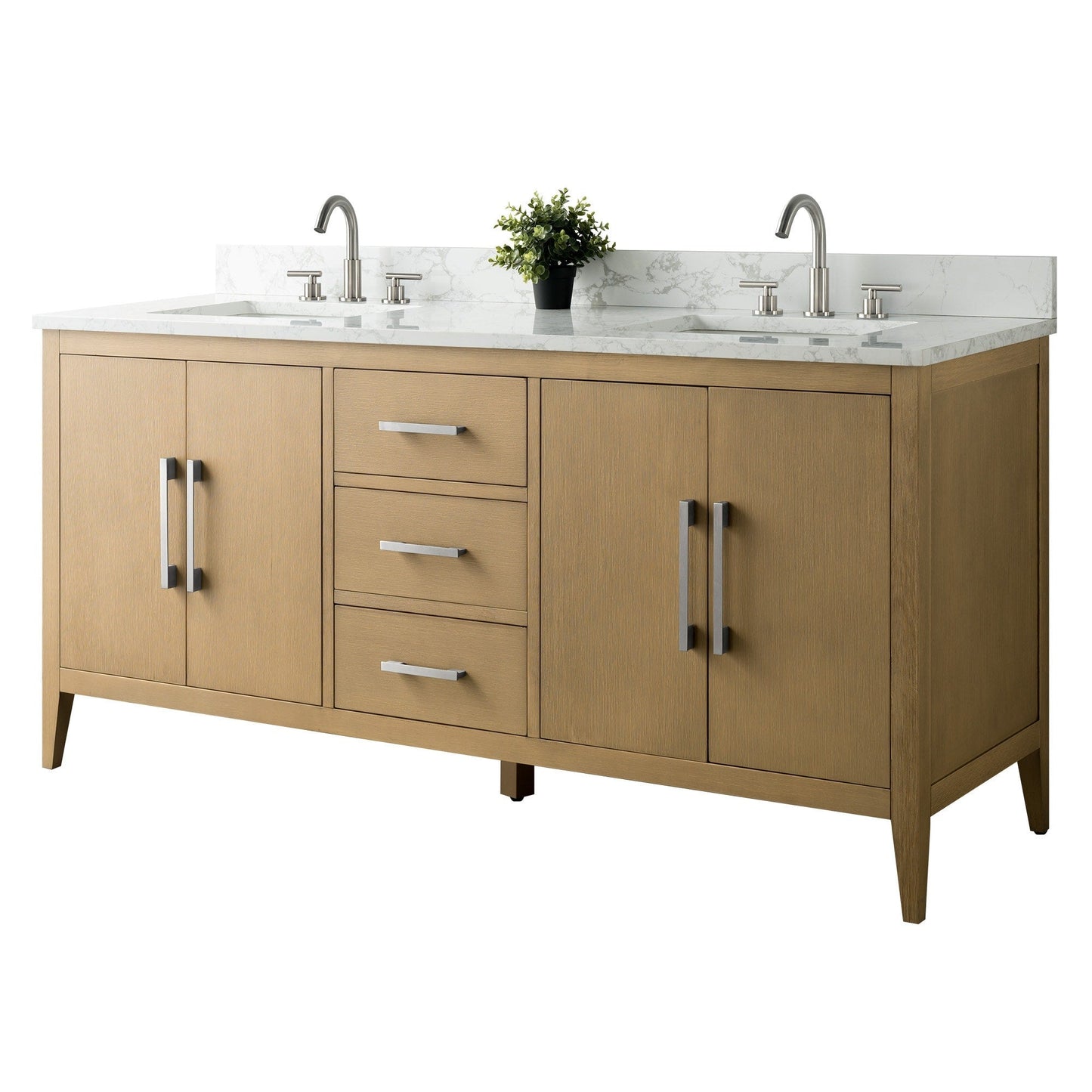 Meuble-lavabo double vasque Vanity Art 72 avec plateau en marbre reconstitué