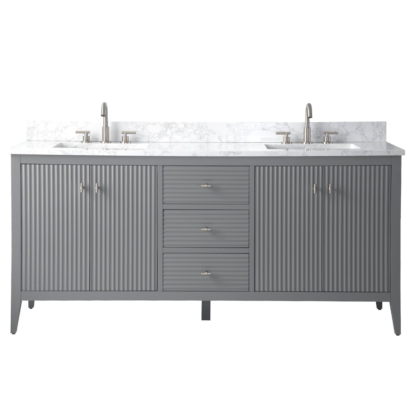 Meuble-lavabo double vasque Vanity Art 72 avec plateau en marbre reconstitué