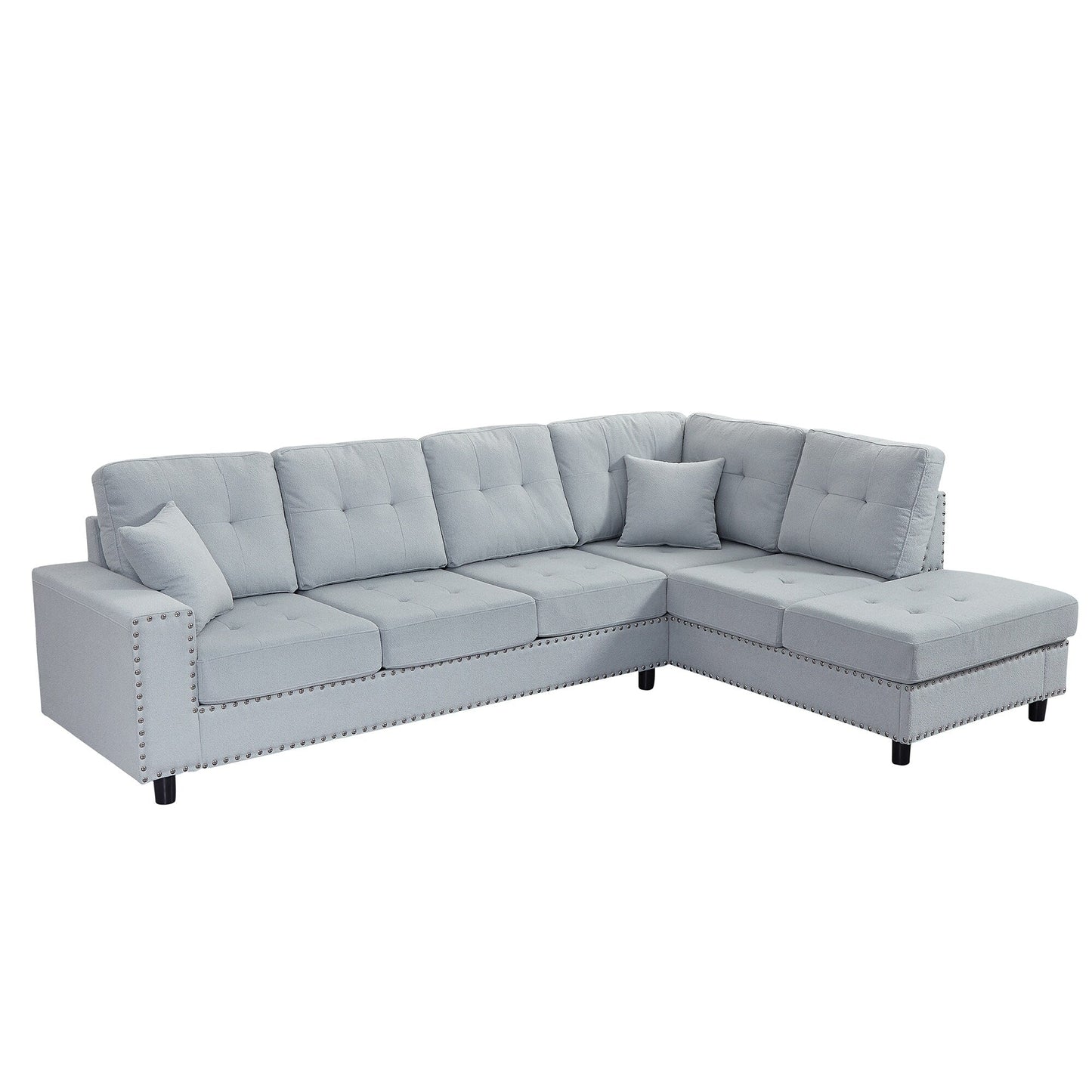 Vintage L-Shaped Modular Sectional Sofa with Removable Cushions and 2 Pillows for Living Room Office