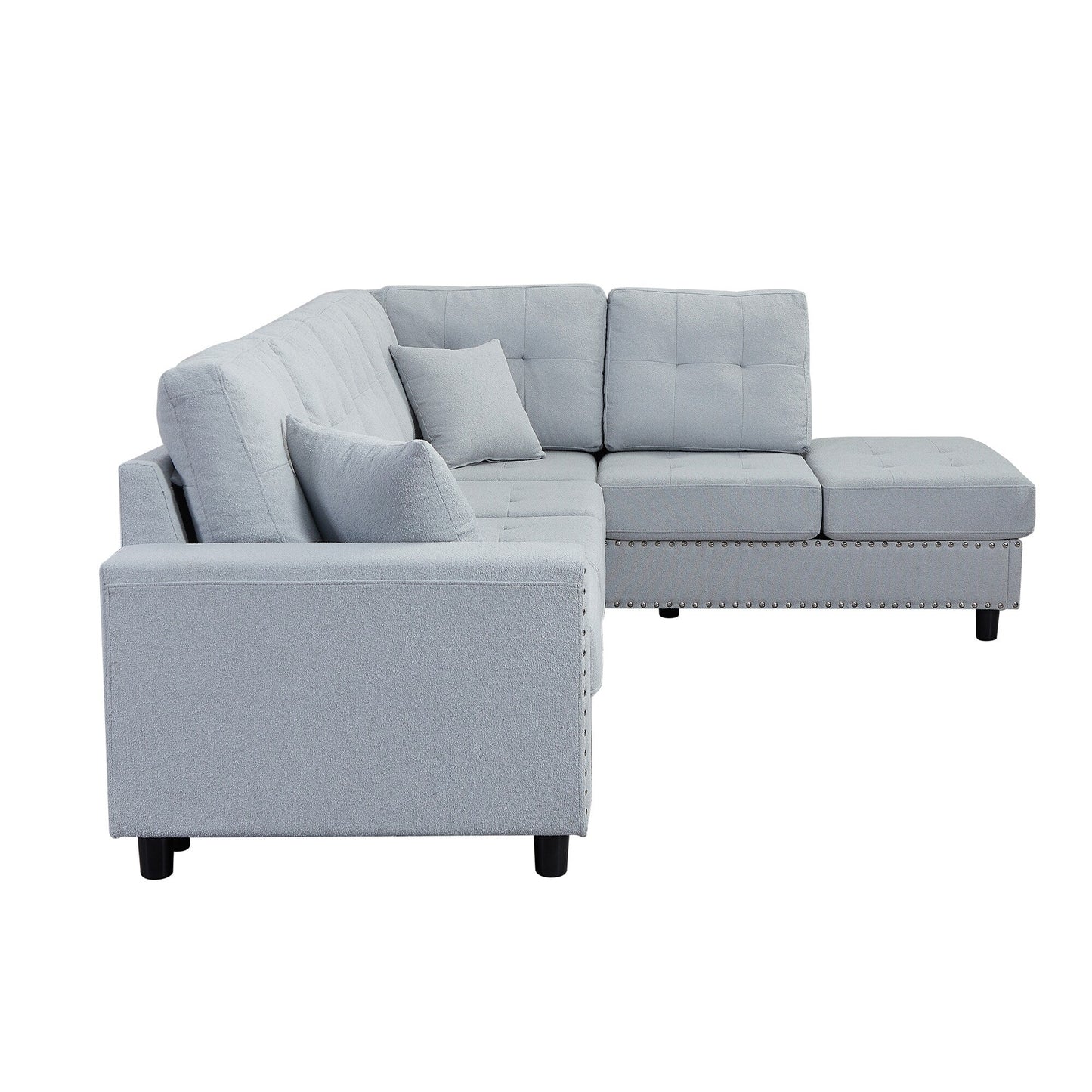 Vintage L-Shaped Modular Sectional Sofa with Removable Cushions and 2 Pillows for Living Room Office