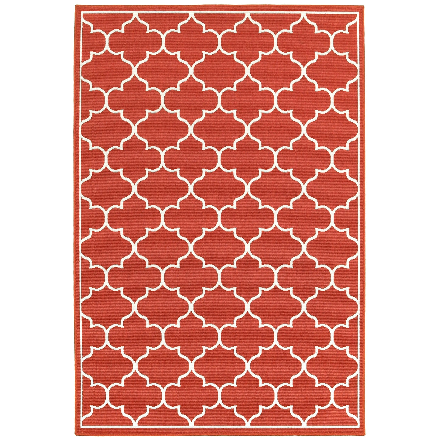 Tapis d'intérieur/extérieur en treillis blanc cassé/rouge brique Vista Home Martinique.
