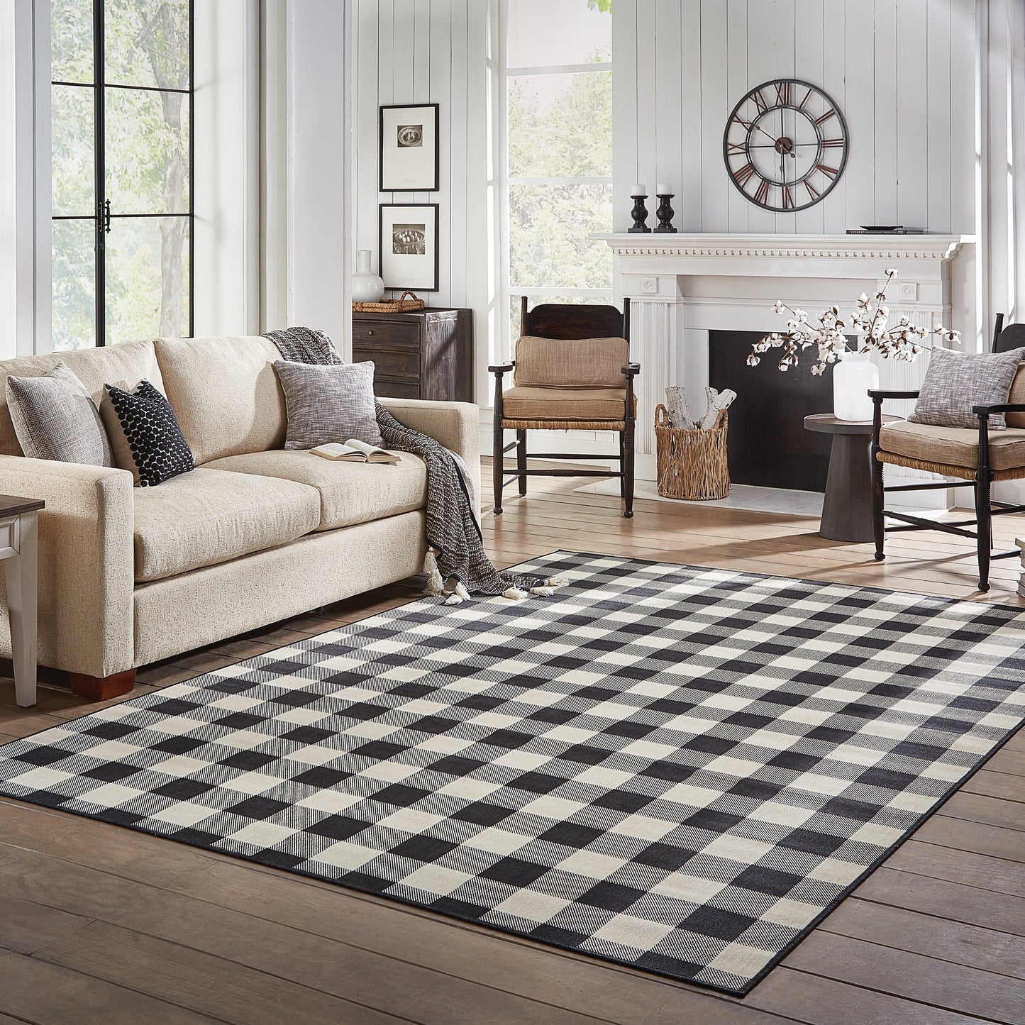 Tapis d'intérieur/extérieur à carreaux vichy de Malte de Vista Home