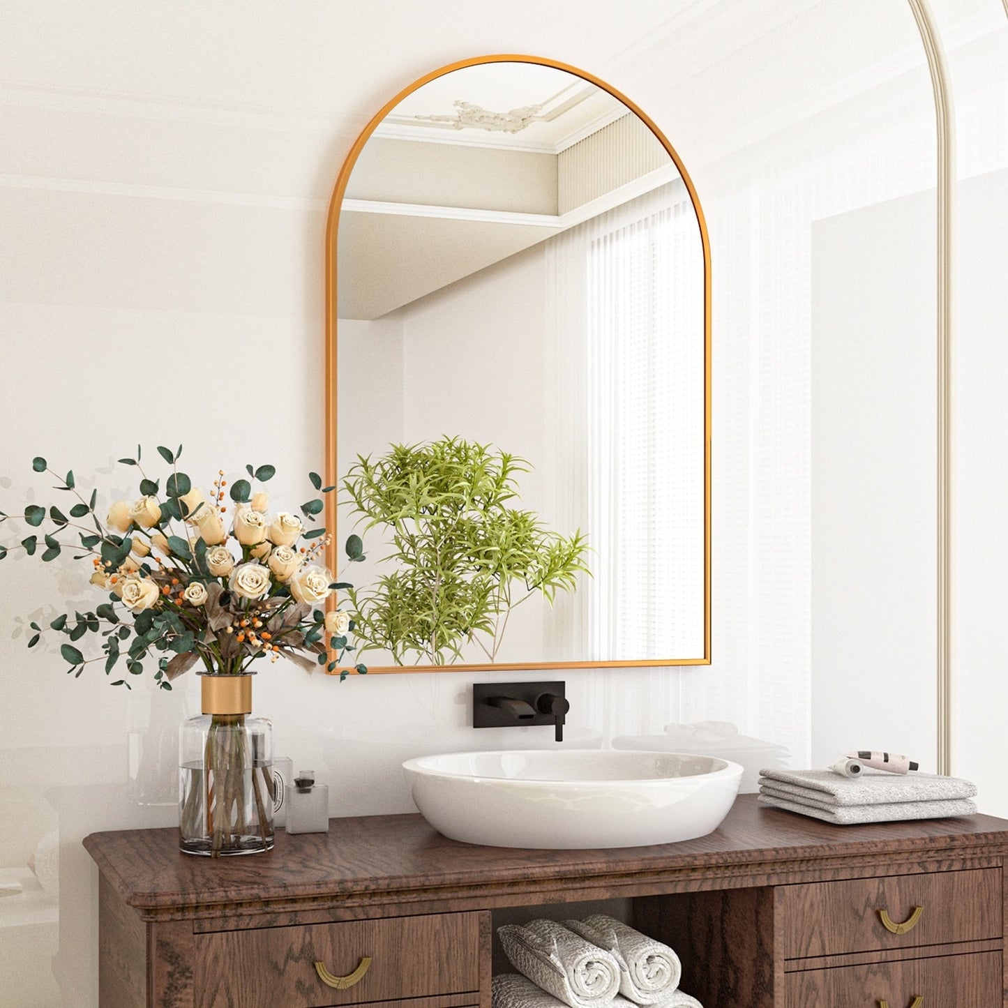 Miroir de courtoisie mural YVANLA Arch pour salle de bain