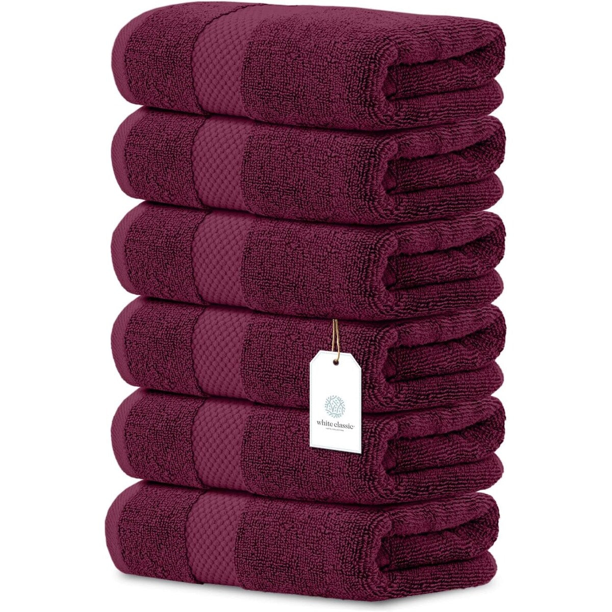 Serviettes de toilette classiques blanches en coton de luxe 16 x 30 cm - Lot de 6