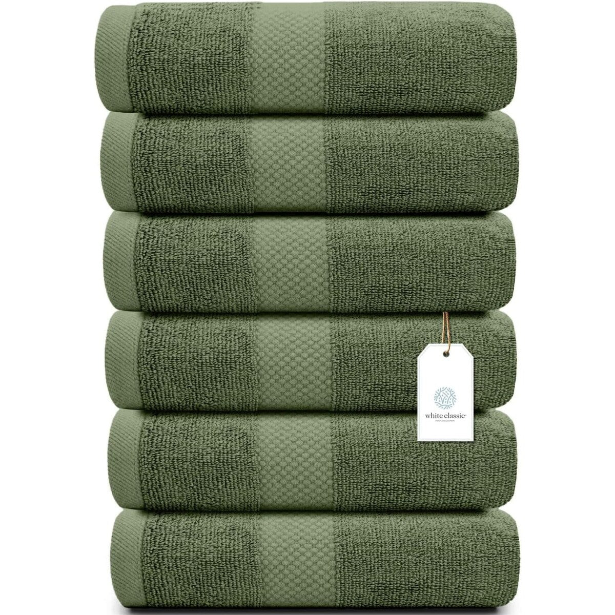 Serviettes de toilette classiques blanches en coton de luxe 16 x 30 cm - Lot de 6
