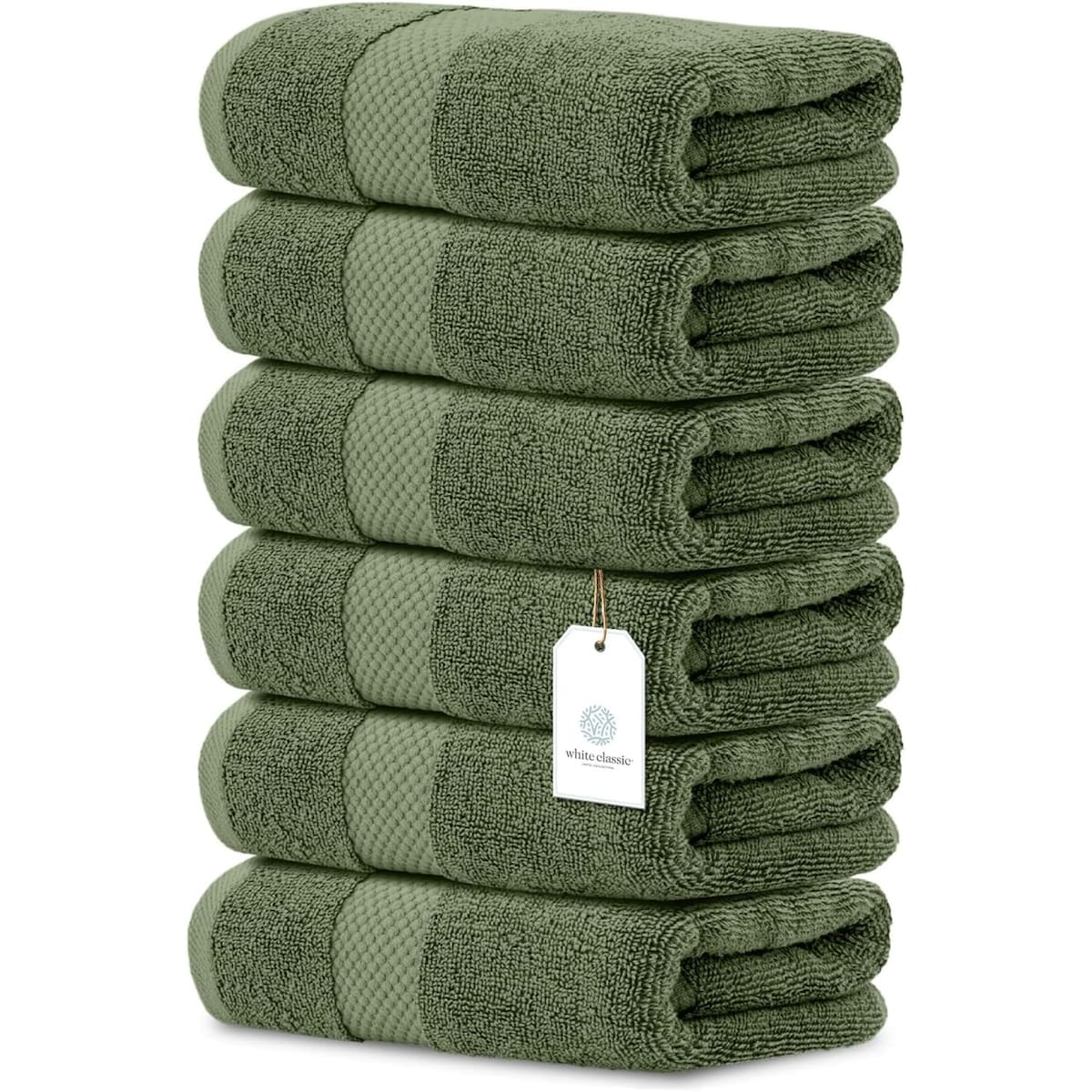 Serviettes de toilette classiques blanches en coton de luxe 16 x 30 cm - Lot de 6