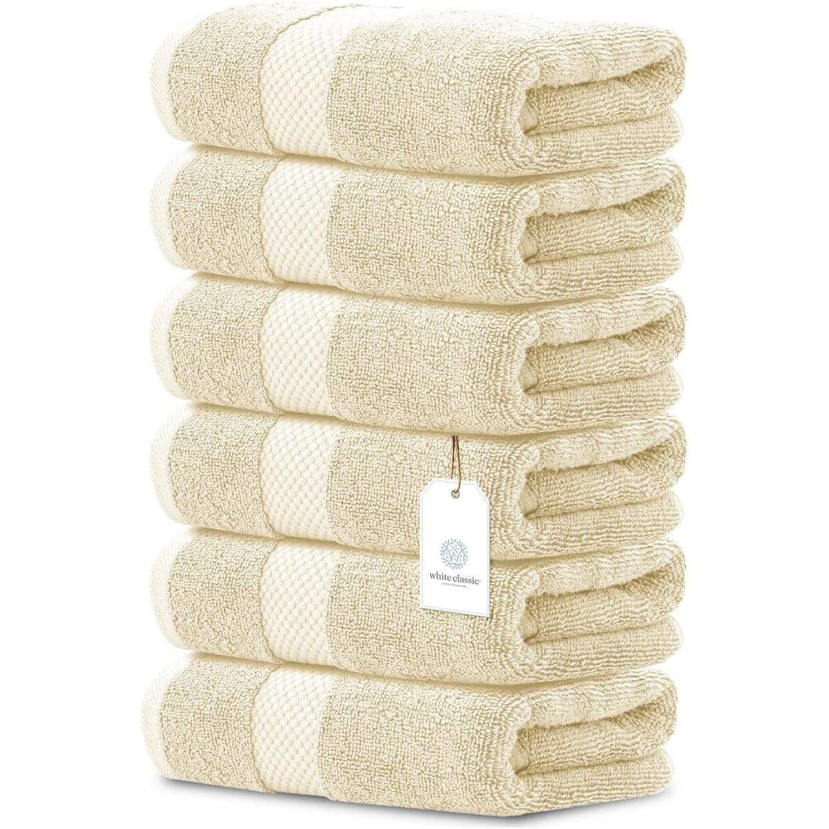 Serviettes de toilette classiques blanches en coton de luxe 16 x 30 cm - Lot de 6