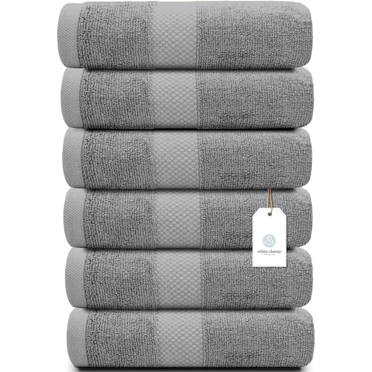 Serviettes de toilette classiques blanches en coton de luxe 16 x 30 cm - Lot de 6