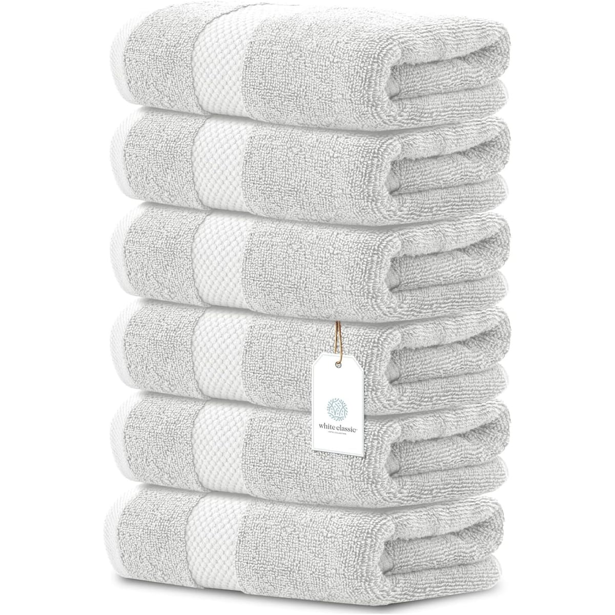 Serviettes de toilette classiques blanches en coton de luxe 16 x 30 cm - Lot de 6