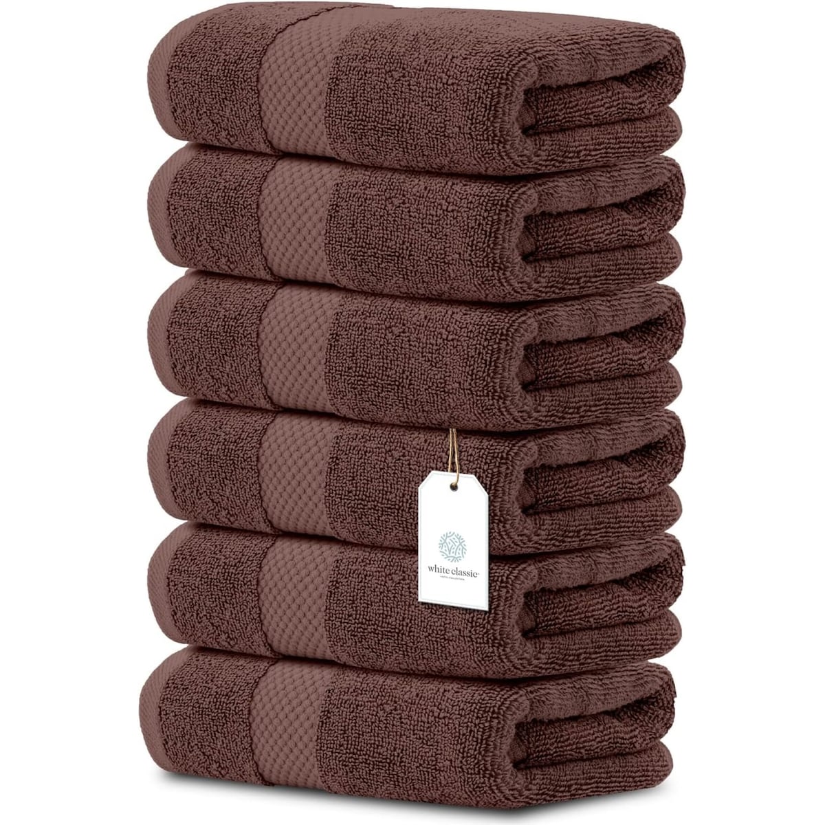 Serviettes de toilette classiques blanches en coton de luxe 16 x 30 cm - Lot de 6