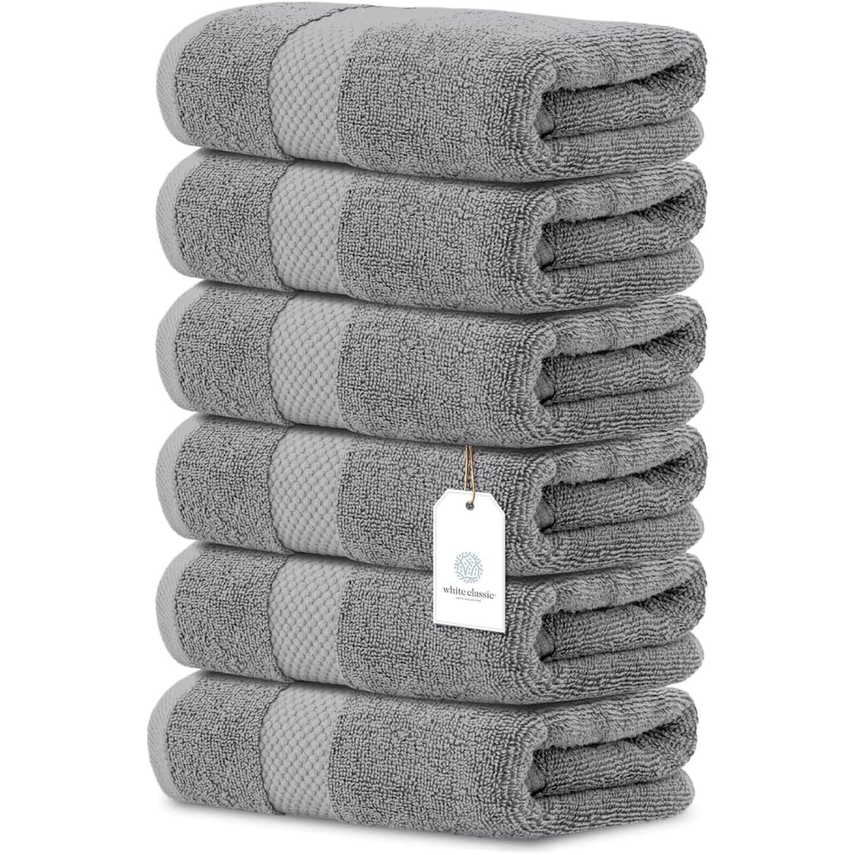 Serviettes de toilette classiques blanches en coton de luxe 16 x 30 cm - Lot de 6