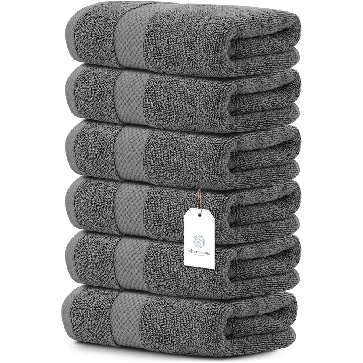 Serviettes de toilette classiques blanches en coton de luxe 16 x 30 cm - Lot de 6