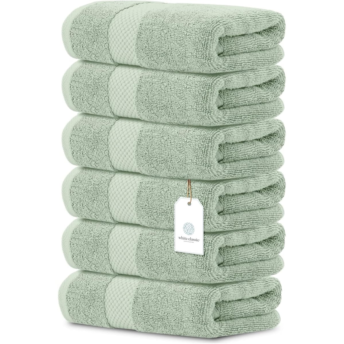 Serviettes de toilette classiques blanches en coton de luxe 16 x 30 cm - Lot de 6