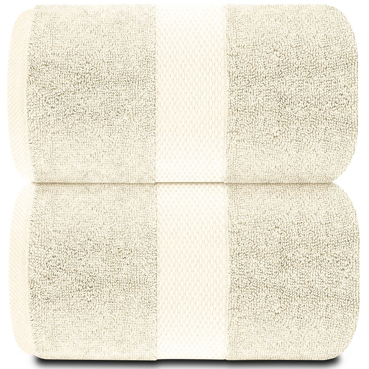 Drap de bain surdimensionné en coton blanc classique de luxe 35 x 70 cm - Lot de 2