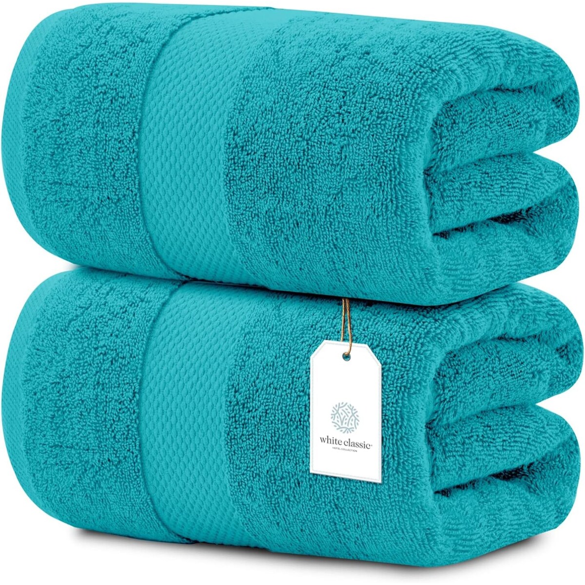 Drap de bain surdimensionné en coton blanc classique de luxe 35 x 70 cm - Lot de 2