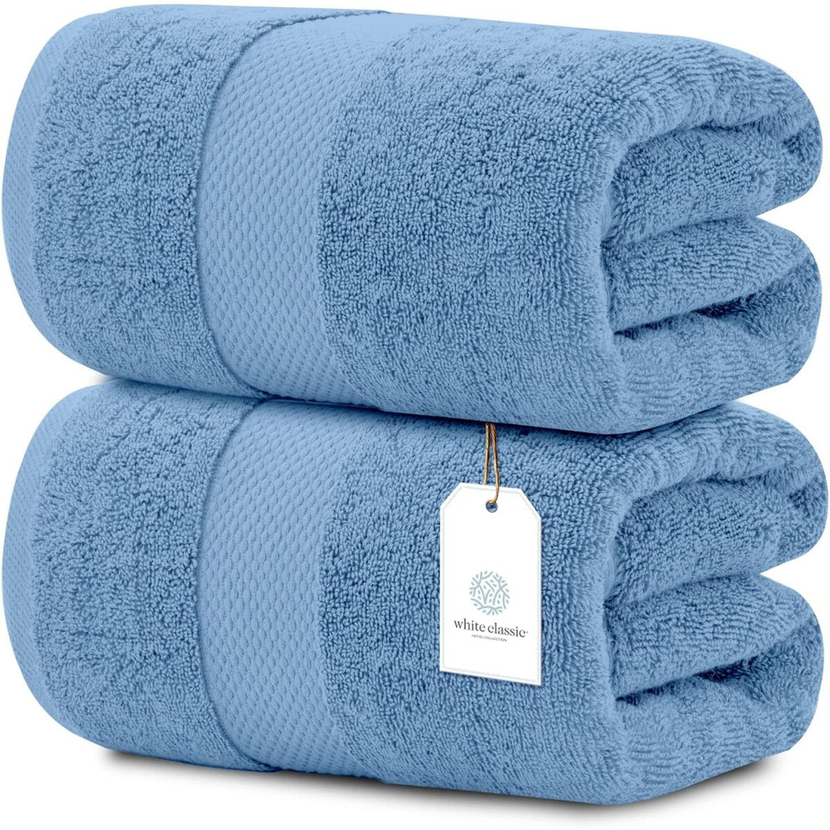 Drap de bain surdimensionné en coton blanc classique de luxe 35 x 70 cm - Lot de 2
