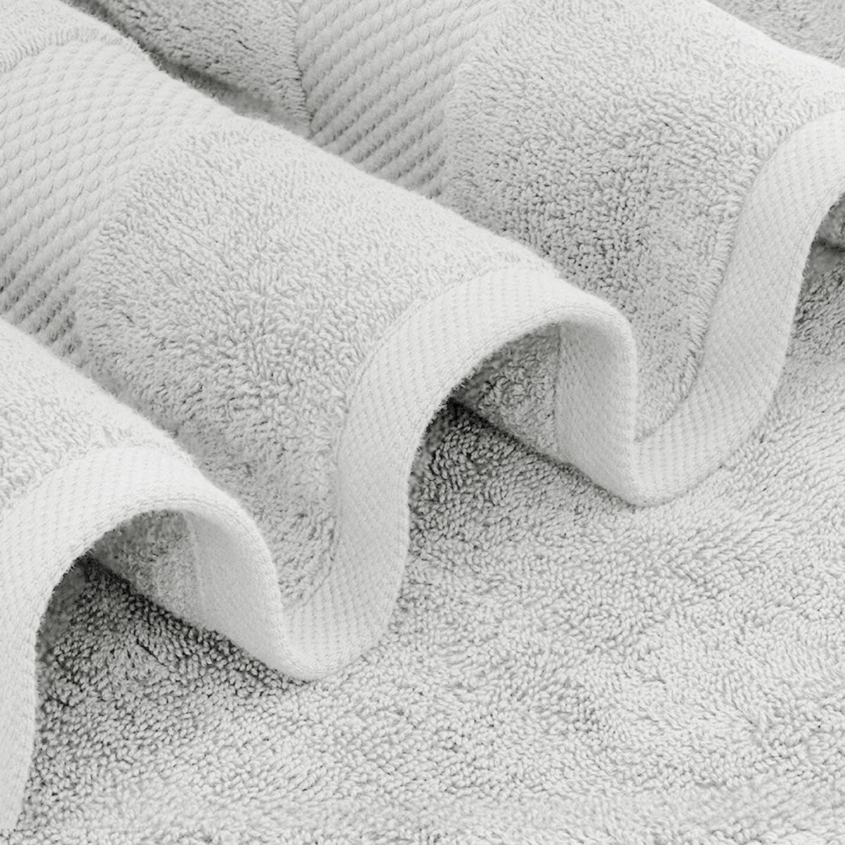 Drap de bain surdimensionné en coton blanc classique de luxe 35 x 70 cm - Lot de 2