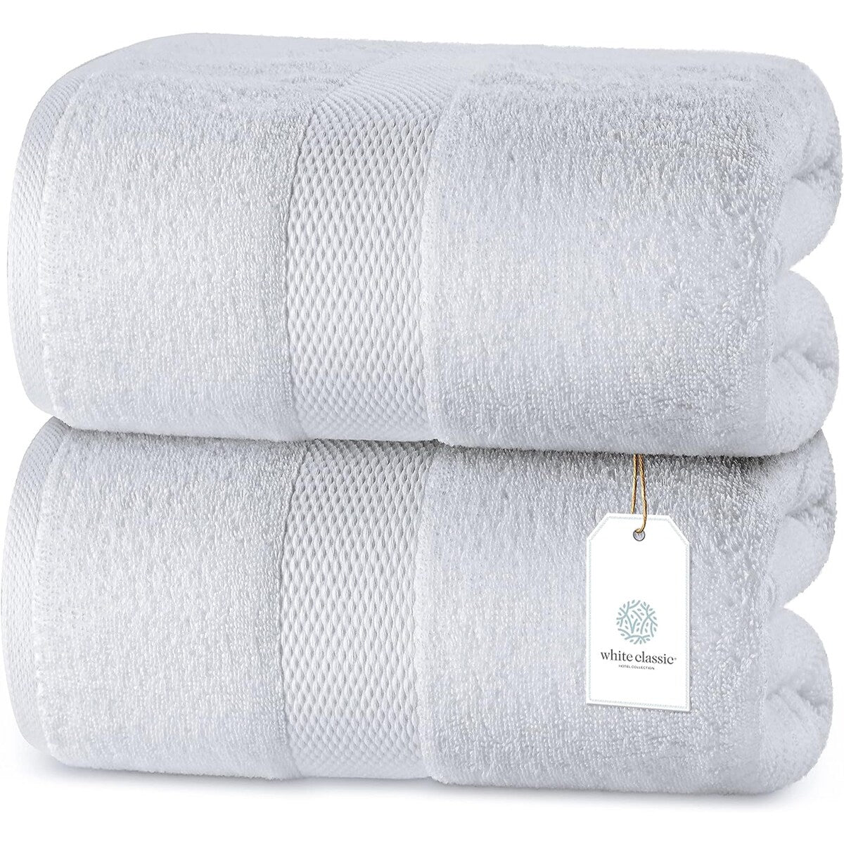 Drap de bain surdimensionné en coton blanc classique de luxe 35 x 70 cm - Lot de 2