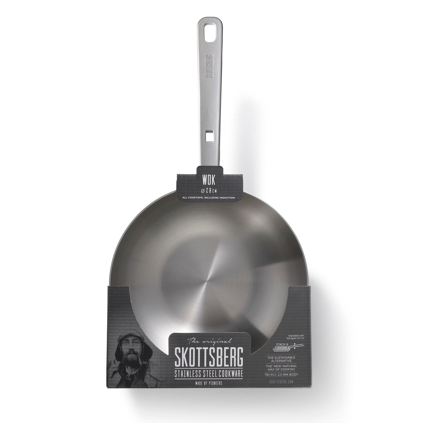 Wok en acier inoxydable Skottsberg de 28 cm