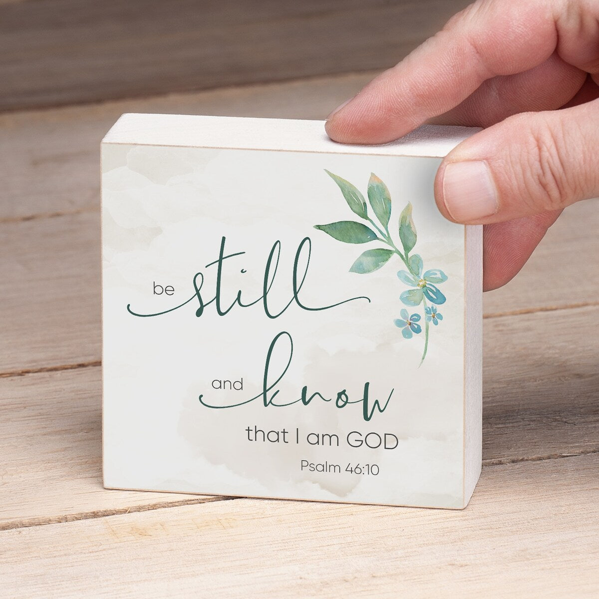Panneau décoratif en bois avec message « Be Still and Know », carré de 9,5 cm, fabriqué aux États-Unis - Multi-40