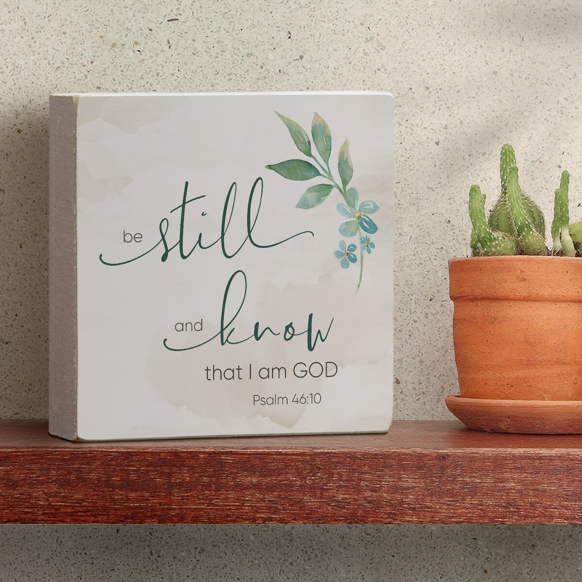 Panneau décoratif en bois avec message « Be Still and Know », carré de 9,5 cm, fabriqué aux États-Unis - Multi-40