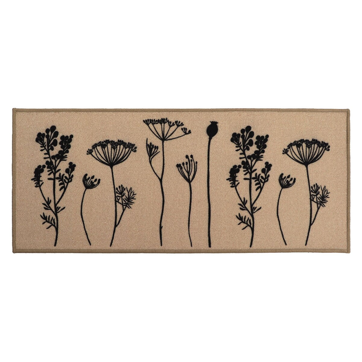 Tapis de cuisine ou tapis de couloir effet laine à motifs de fleurs sauvages