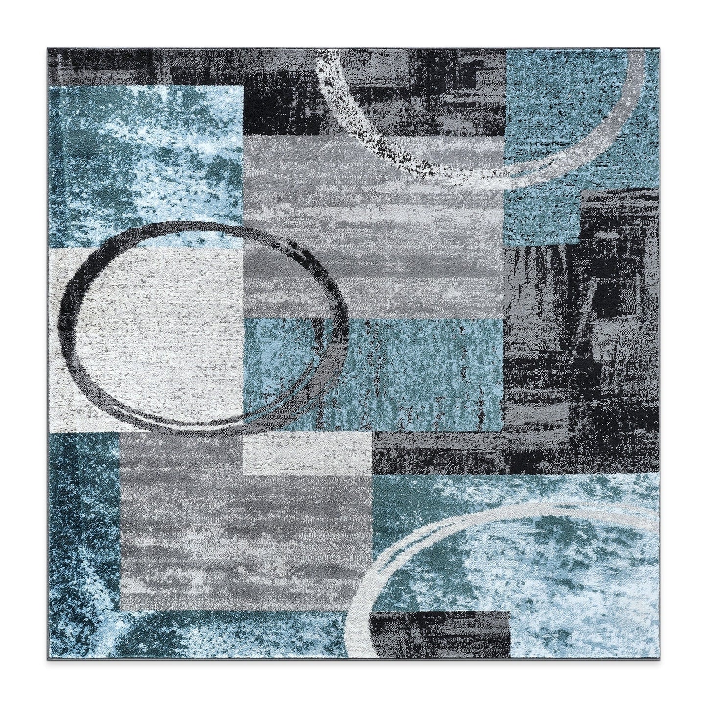 Tapis circulaire abstrait en polypropylène fabriqué à la machine, de la World Rug Gallery