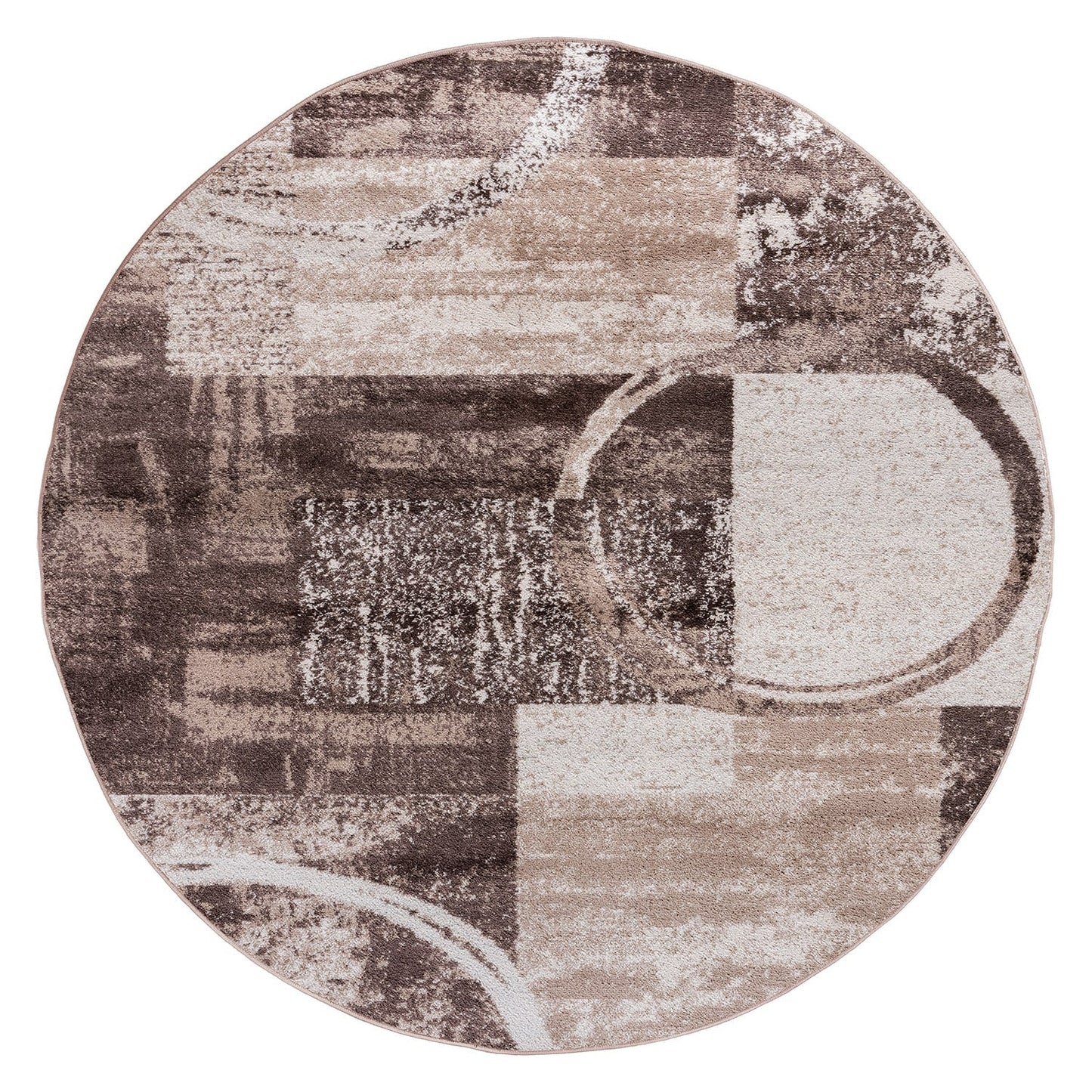Tapis circulaire abstrait en polypropylène fabriqué à la machine, de la World Rug Gallery