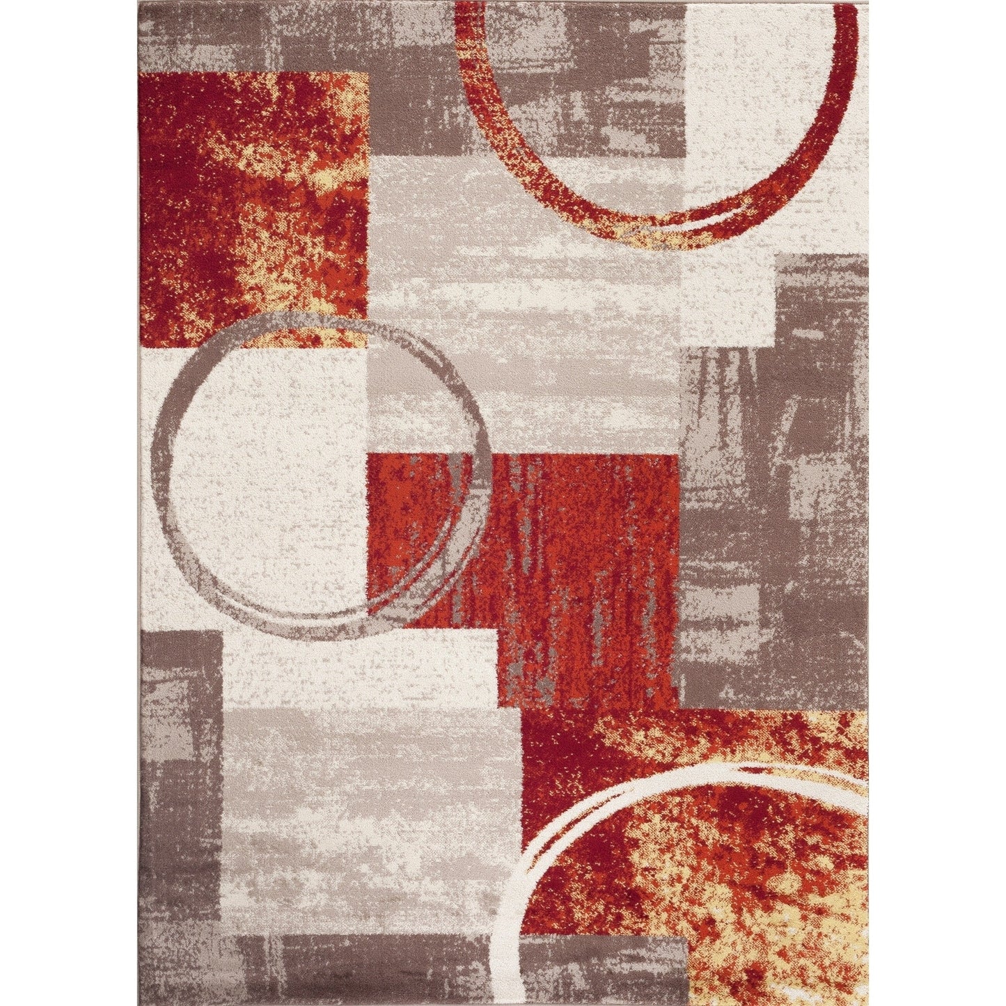 Tapis circulaire abstrait en polypropylène fabriqué à la machine, de la World Rug Gallery