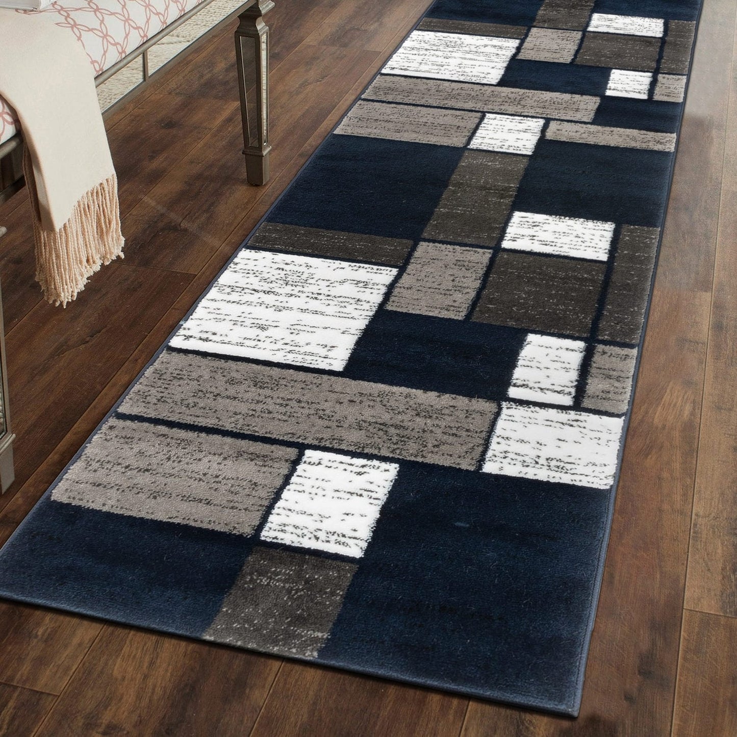 Tapis contemporain moderne à blocs de couleurs en boîte de la World Rug Gallery