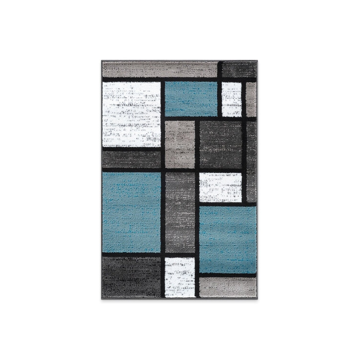 Tapis contemporain moderne à blocs de couleurs en boîte de la World Rug Gallery