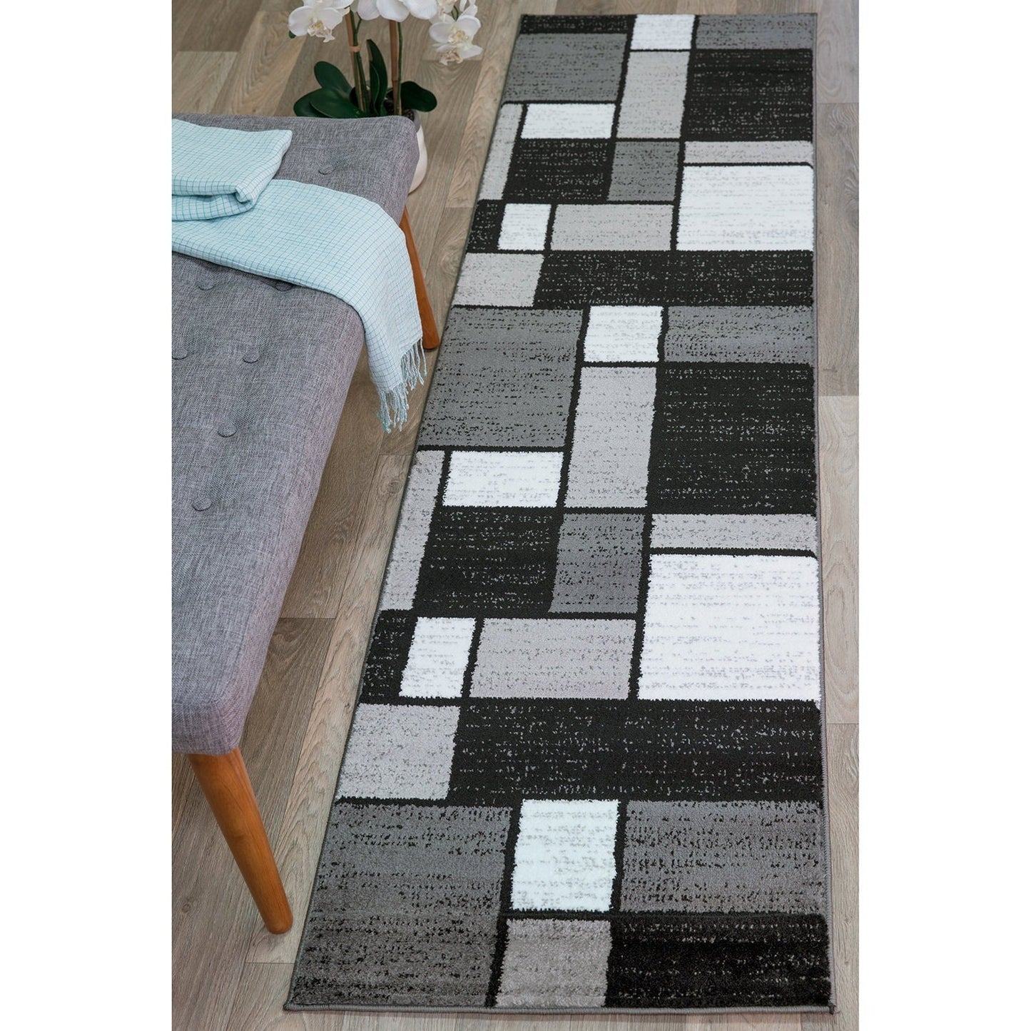 Tapis contemporain moderne à blocs de couleurs en boîte de la World Rug Gallery