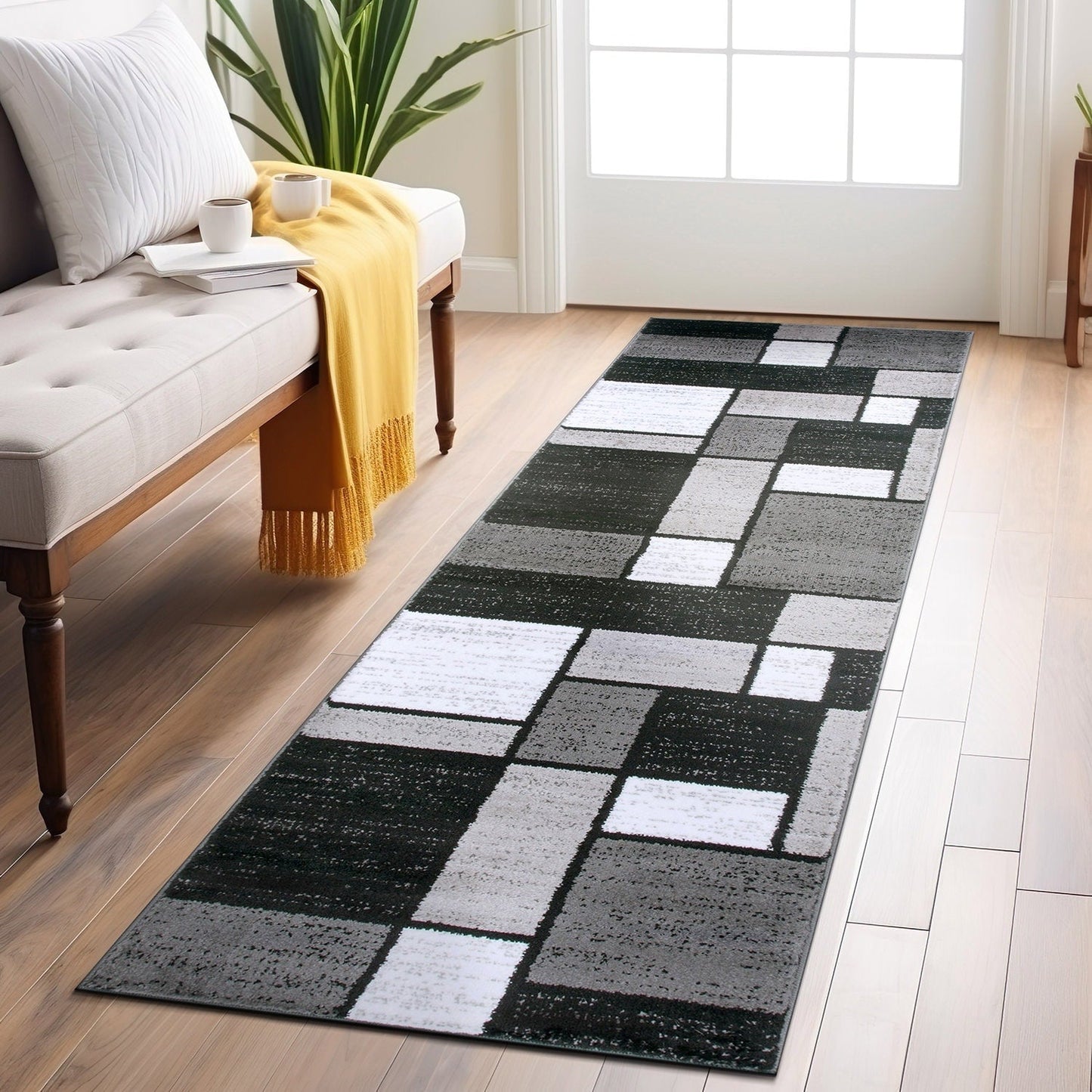 Tapis contemporain moderne à blocs de couleurs en boîte de la World Rug Gallery