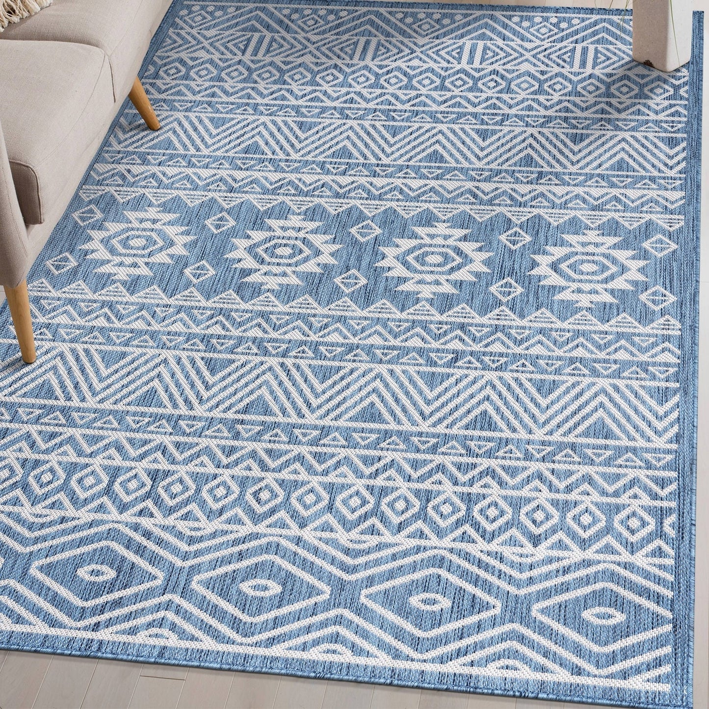 Tapis d'intérieur/extérieur texturé à motif géométrique bohème vieilli World Rug Gallery