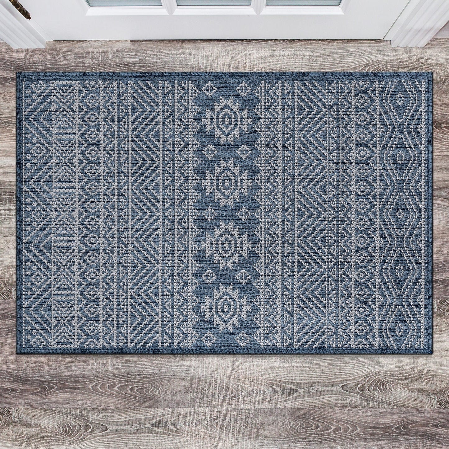 Tapis d'intérieur/extérieur texturé à motif géométrique bohème vieilli World Rug Gallery