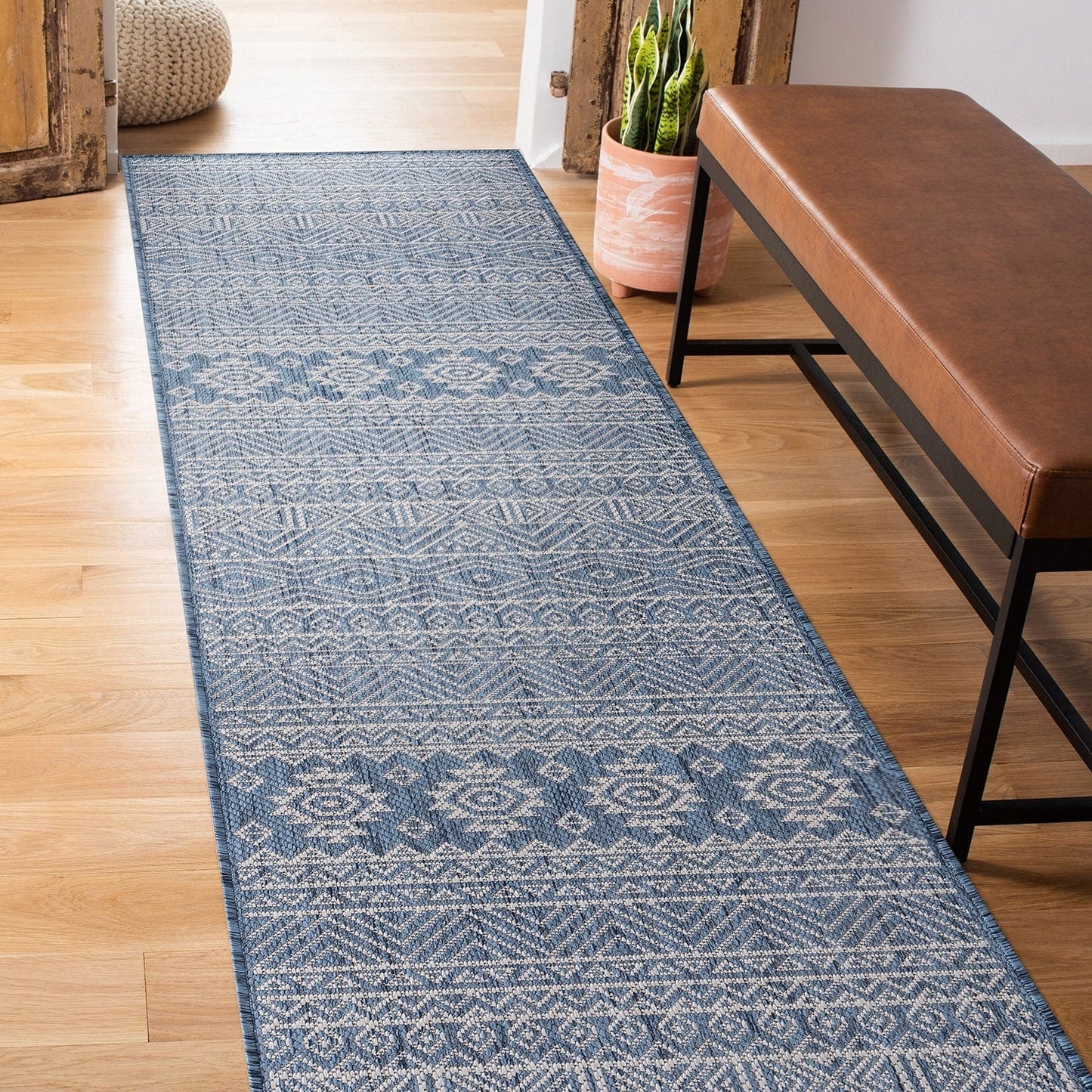 Tapis d'intérieur/extérieur texturé à motif géométrique bohème vieilli World Rug Gallery