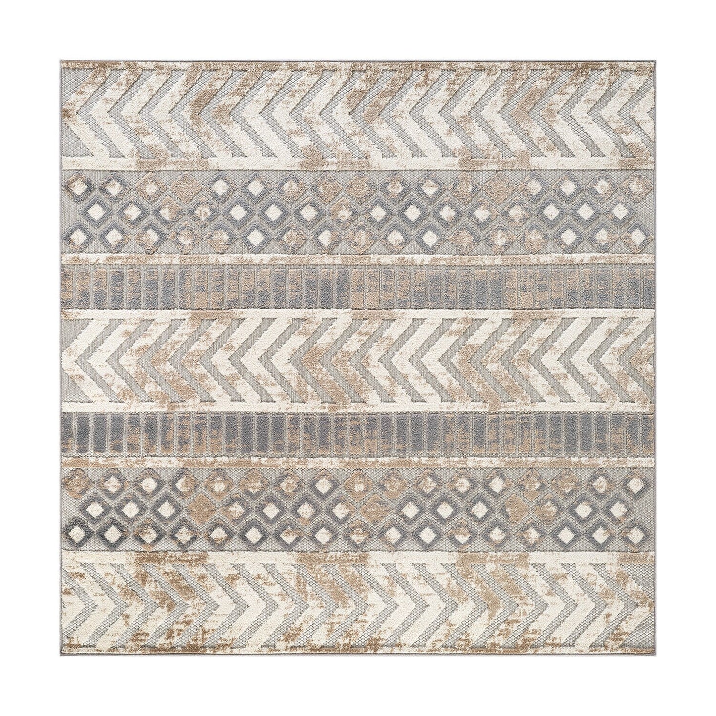 Tapis d'intérieur/extérieur géométrique vieilli World Rug Gallery