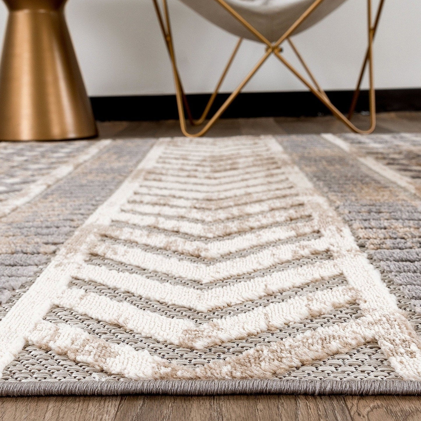 Tapis d'intérieur/extérieur géométrique vieilli World Rug Gallery