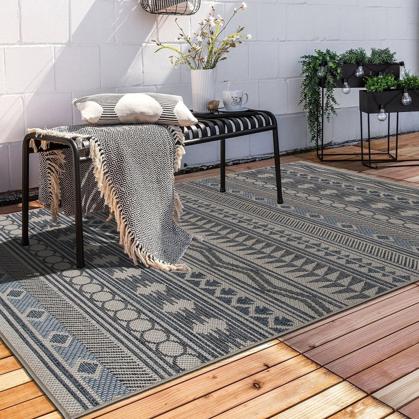 Tapis d'intérieur/extérieur bohème moderne de la World Rug Gallery