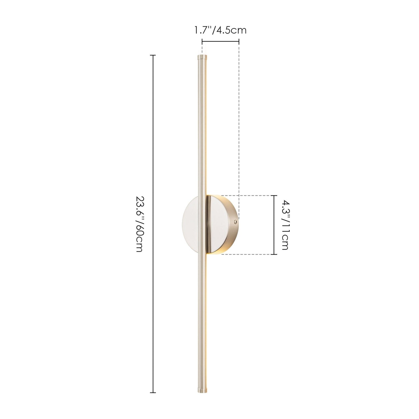 Applique murale de salle de bain à 1 ampoule, 23,6 po, moderne, linéaire, à intensité variable, à DEL intégrée