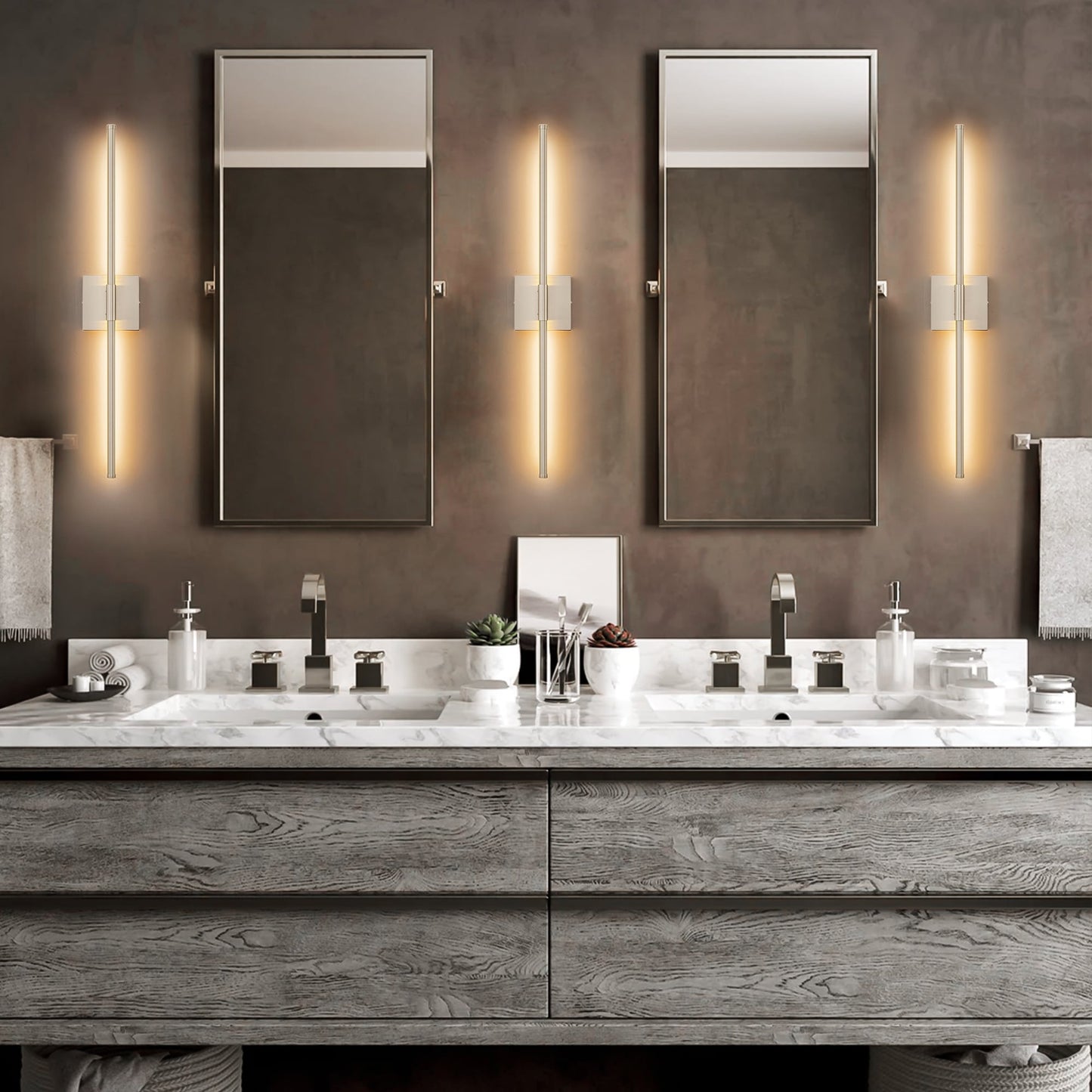 Applique murale linéaire moderne à 1 ampoule, noire/dorée/nickel, à LED, à intensité variable, pour salle de bain