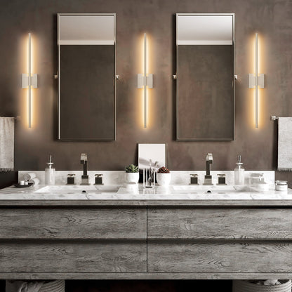 Applique murale linéaire moderne à 1 ampoule, noire/dorée/nickel, à LED, à intensité variable, pour salle de bain
