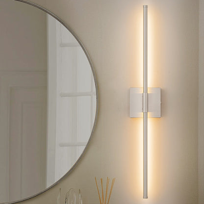 Applique murale linéaire moderne à 1 ampoule, noire/dorée/nickel, à LED, à intensité variable, pour salle de bain